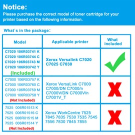 106R03741 106R03744 106R03743 106R03742 Remanufactured C7030 Toner Cartridge Compatible with Xerox Versalink C7020 C7025 C7030 Printer (Black Cyan Magenta Yellow 4-Pack)