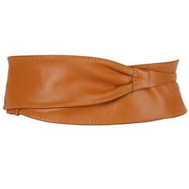 irisaa Leather Waist Belt Women's Wide Obi Belt for Lacing Waist Belt Real Leather Tie Belt Party Belt Waist Band from Italy, pink