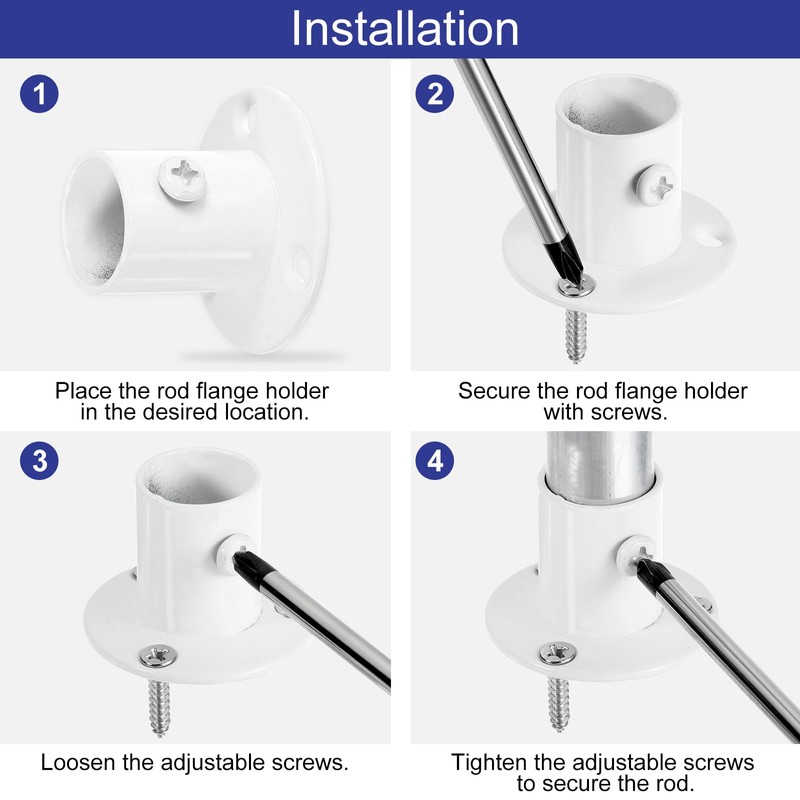 sourcing map 4 Pcs 0.75 inch Pole Sockets Flange Rod