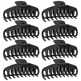 TOCESS Hair Claw Clips for Women - 8PK Large Neutral Matte Jumbo Hair Clips for Thick, Thin, Long, Short, Curly Hair Girls, Big Jaw Clip Set for Daily Use(Midnight Black)
