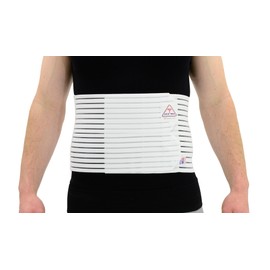 ITA-MED Men's Breathable Abdominal & Back Support Binder, Post-Surgical Recovery and Abdomen Navel Umbilical Hernia Support, Body-Shaping Effect, Versatile & Breathable, Made In USA, I AB-208 W L, White