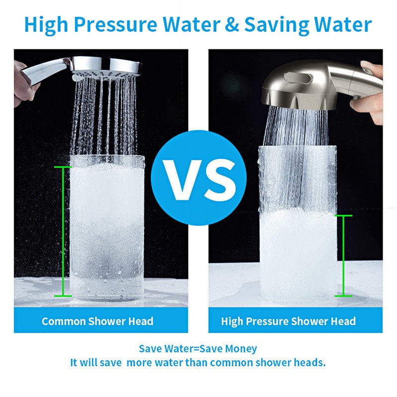KAIYING Drill-Free High Pressure Handheld Shower Head with ON/OFF Switch,