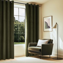 Topfinel Olive Green Velvet Blackout Curtains 84 Inches Long,Soundproof Room Darkening Dark Green Thermal Insulated Boho Elegant Moody Grommet Curtains for Living Room Bedroom 2 Panels