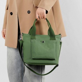 Yooamz Tote Bags for Women, Canvas Tote Bags with Zip, Casual Canvas Handbags Shoulder Bags Women Crossbody Tote Bags for School Travel Work (Green)