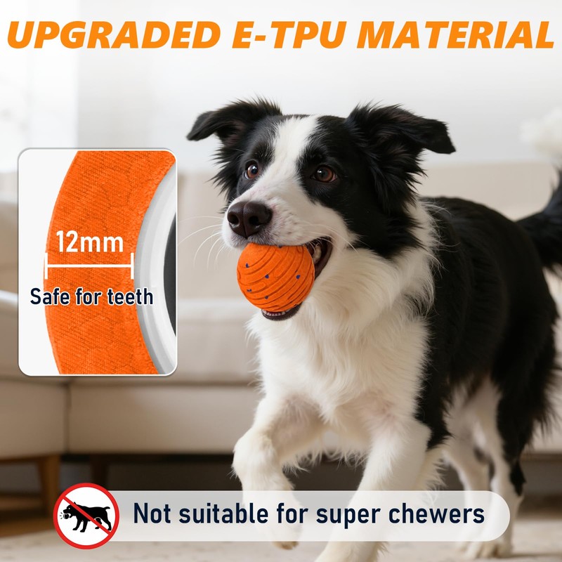 PETSWEET Remote Control Dog Toy Ball, Interactive Self Bouncing E-TPU