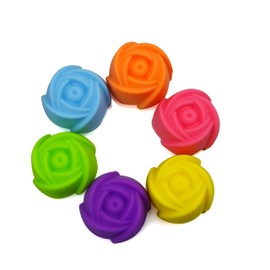 Mirenlife Reusable and Non-stick 2 Inch Mini Size Silicone Baking Cups/ Muffin Cups/ Mini Cupcake Liners/ Mini Chocolate Holders/Truffle Cups -24 Pack-6 Vibrant Colors (Rose)