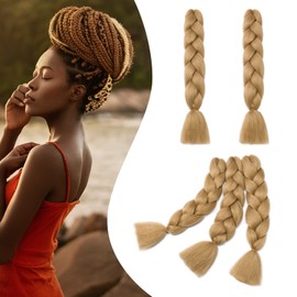 Gairyan Jumbo Braid Extensions, 60 cm, Synthetic Hair for Braiding, Hair Extensions, 5 Bundles, 500 g, Braiding Hair, Ombre, Braiding Extensions, Box Braids, Crochet Twists, Dark Blonde