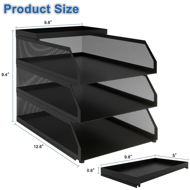 Natwind 3-Tier Desk Organizer,Desk Accessories, Stackable Paper Tray, Metal Mesh