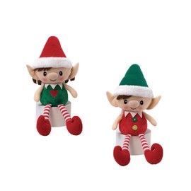 GUND Pepperment Elf Girl and Boy 14" Plush Toys