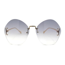 Womens Oversized Metal Frame Rimless Butterfly Glam Sunglasses Gold - Smoke