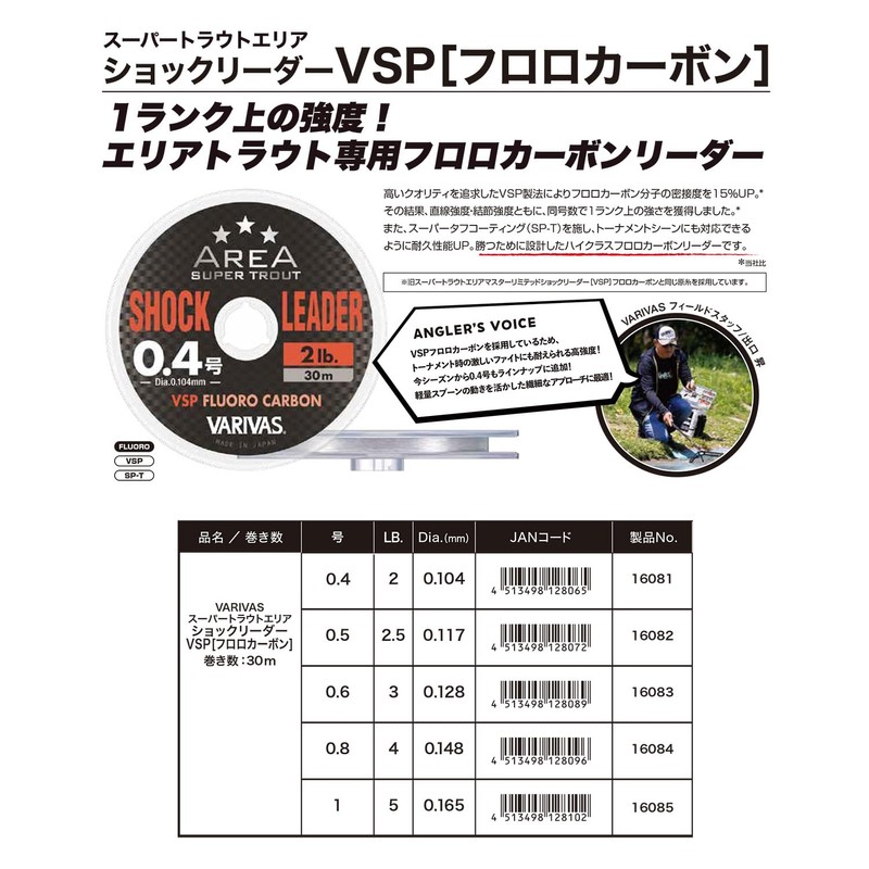 VARIVAS Super Trout Area Shock Leader VSP Fluoro 30m Natural