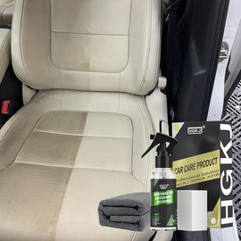 hgkj 150ml Car Interior Cleaner, Car Seat Stain Remover with Towel & Sponge, Cleaning-free Cleaner for Fabric, Roof, Safety Belt, Leather Seat, Professional Car Interior Care Product, Automotive