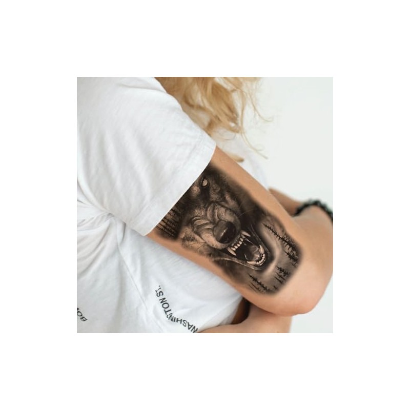 Oottati 2 Sheets Waterproof Fake Forest Wolf Tree Arm Leg