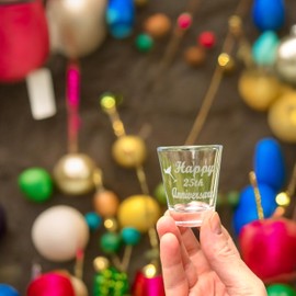 Hip Flask Plus 2oz Happy 25th Anniversary shot glass