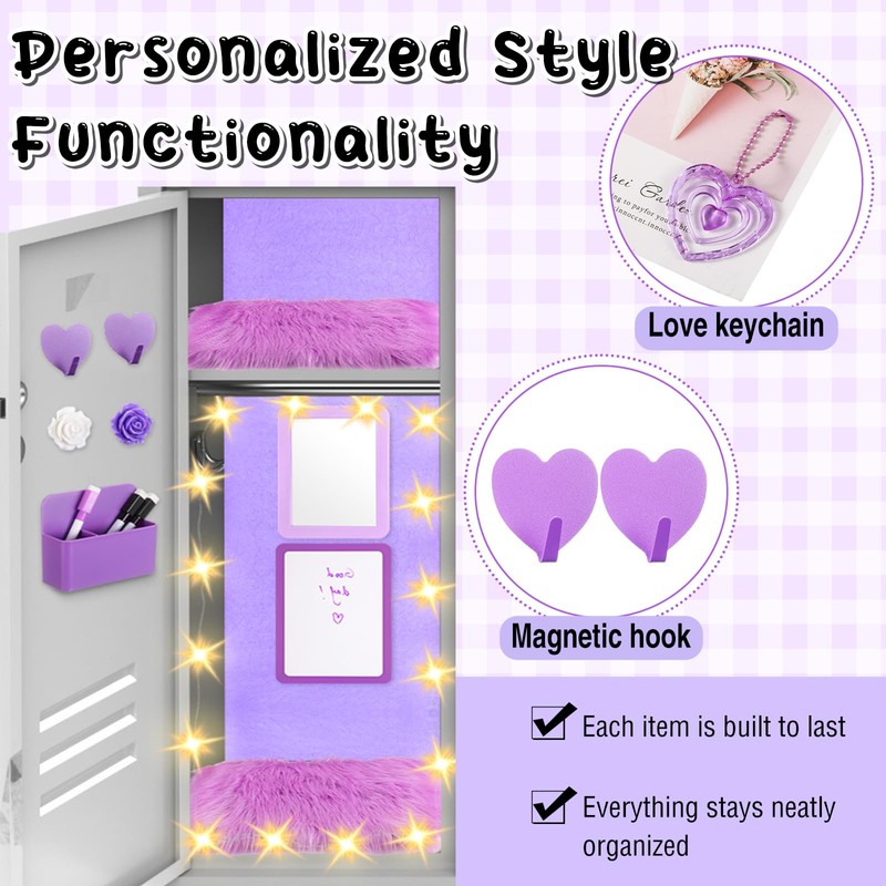 Wonderjune 12 Pcs Locker Accessories Kit Magnetic Mirror Whiteboard Pen