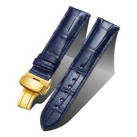 BINLUN Alligator Grain Leather Watch Band for Men Crocodile Grain Watch Straps Quick Release Replacment Classic Women Leather Watch bands 20mm Blue with Gold Buckle