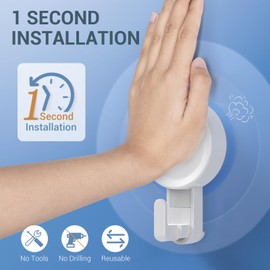 Quntis Gancho de Succión Potente, Ganchos de Ventosa para Ducha, Ganchos de Succión al Vacio Impermeable, Gancho de Ducha Pesado Desmontable y Reutilizable para Cocina Baño Ducha, 6 Paquetes