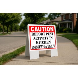 Report Pest Activity in Kitchen Immediately Caution Folding Coroplast A-Frame Double-Sided 23in x23in