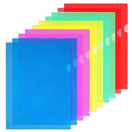 Paquete de 25 carpetas de plástico transparente tipo L, tamaño carta, tamaño A4, bolsillos para proyectos para oficina escolar, 5 colores