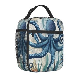 VANZEV Octopus Lunch Box for Adults Women Girls Boys Kids Nautical Coastal Lunch Box Insulated Cooler Reusable Lunch Bag Container Gifts for Work Office Picnic Travel School
