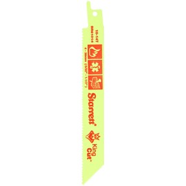 Starrett BR61014-20 Bi-Metal Unique Straight King Cut Fire, Rescue and Demolition Reciprocating Saw Blade, 0.035" Thick, 10-14 TPI, 6" Length x 3/4" Width, Fluorescent Yellow (Pack of 20)