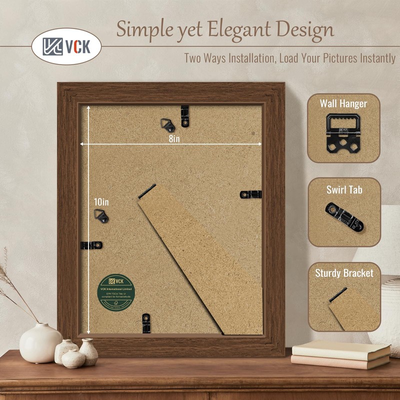 VCK 8x10 Frame Set of 5 - Brown, Solid Wood