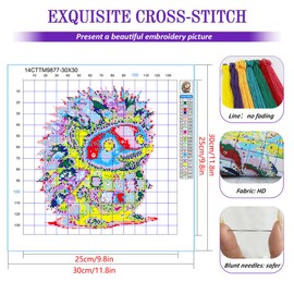 ZuoAnLF Cross Stitch Kits for Adults,14CT Stamped Cross Stitch Kits for Beginner,DIY Needlepoint Embroidery Patterns Kits Embroidery Patterns for Gift Home Wall Decor 12x12 Inch (Hedgehogs)
