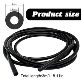 3 Meter Unterdruckschlauch KFZ, Vakuum Silikonschlauch Auto, Innendurchmesser 6mm, Außendurchmesser 9mm,Schwarz Vakuumschlauch Kühlmittel Schlauch für Auto Motor Verwendung und Turbosysteme