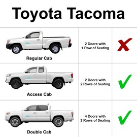 YelloPro Side Window Front Seat Sunshade (Set of 2) Custom Fit for 2005 2006 2007 2008 2009 2010 2011 2012 2013 2014 2015 Toyota Tacoma, 2Dr 2 Door Access Cab 4Dr 4 Door Double Cab