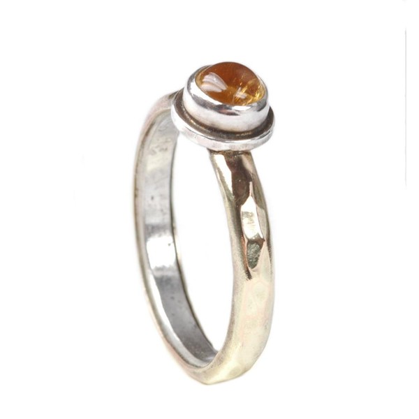 Tiljon Bicolour Citrine Ring 925 Silver 375 Gold, Sterling Silver