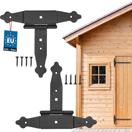 KOTARBAU® Set of 2 Cross Hinges 150 mm Shutter Hinge Band Plate Construction Fittings Gate Fitting Wood Connection Throwing Hinge T-Hinge T-Band Powder Coated