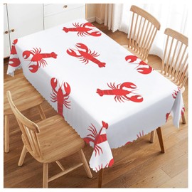 Walmsco Tablecloth Red Crayfish Pattern Decor For Dining Room Kitchen Rectangular Table Cover 132 * 178cm