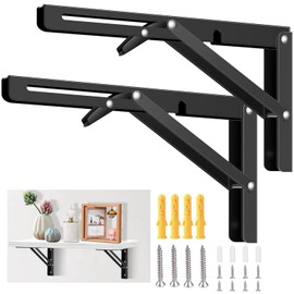 Shelf Bracket, Folding Bracket, Shelf Support, Hanging Shelf Bracket, Wall Hanging Accessory, Steel Bracket, Wall Hanging, L-Shaped, Foldable, Space Saving, Stainless Steel, Load Capacity 176.4 lbs