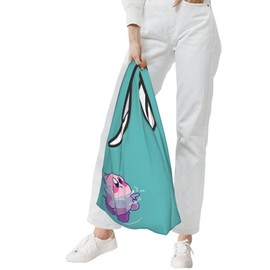 HTSW Stylish Eco Bag, Kirby Star, Cute, Foldable, Handbag, Compact, Shopping Bag, Large Capacity, Durable, Waterproof