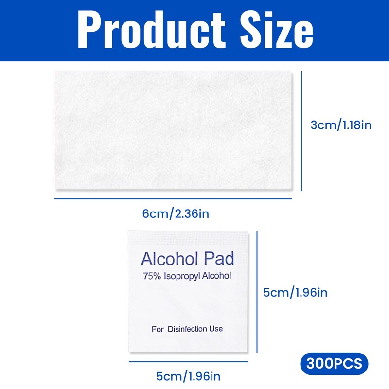Awubsd 300 Pcs Alcohol Swabs, Individually Wrapped Alcohol Cleaning Pads