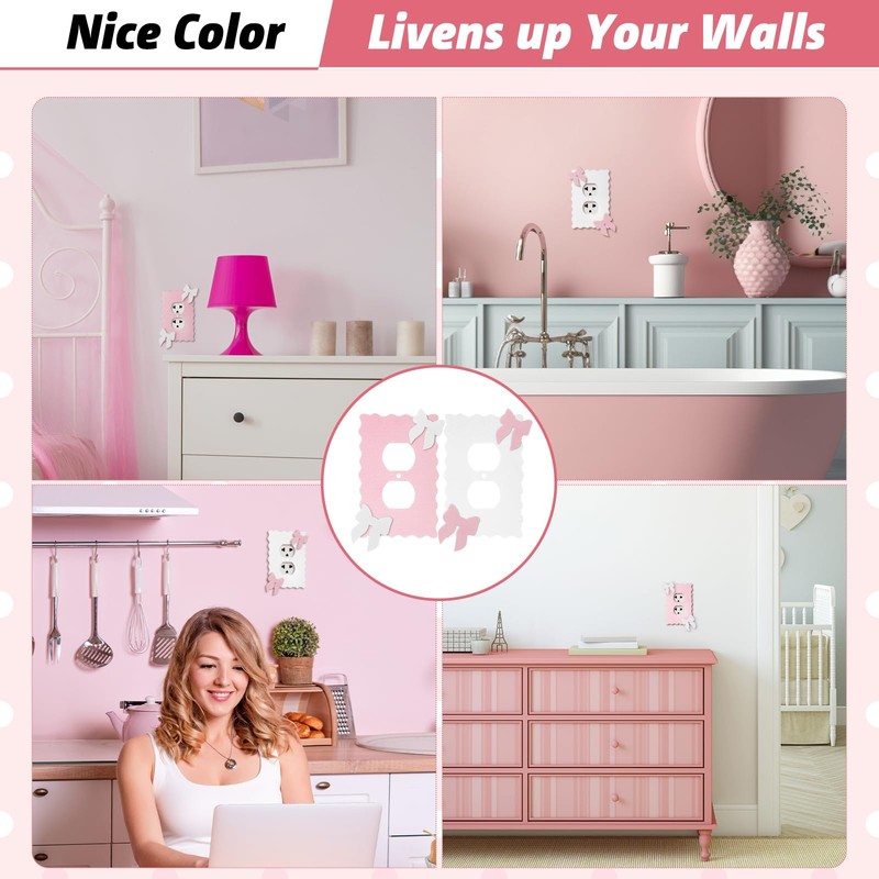 Relaxweex 2 Pcs Pink Bows Light Switch Cover Wall Plate