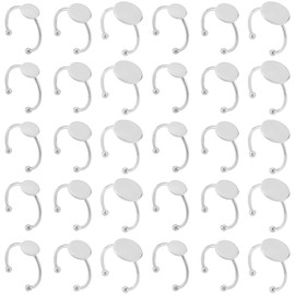 30 Pcs Blank Rings - MaehSab Stainless Steel Adjustable Pad Ring Base, Flat Blank Ring Base Tray for Jewelry Making DIY Crafts (Silver)