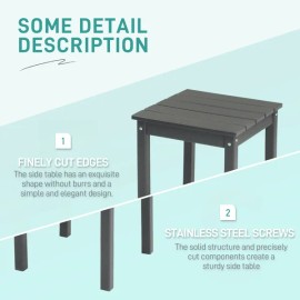 Dark Grey Square HDPE Adirondack Side Table Weather Resistant Small Outdoor Patio End Tabledefault: default title