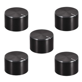 sourcing map 5pcs Potentiometer Knob Knurled Shaft Black Aluminum Smooth Surface Rotary Knob 20mmx13mm Volume Control Knob
