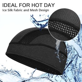 Skull Cap Helmet Liner Beanie, Cooling Mesh Cycling Running Hat for Men Women, Fits Under Helmets, Dark Blue, One Size