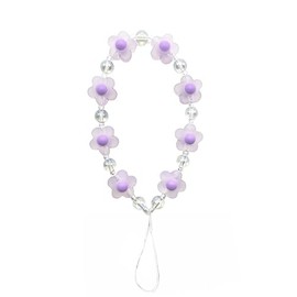 Meefisher Purple Boho Cute Phone Charm Lanyard Flower Beaded Sweet Y2K Phone Wrist Strap Anti-Lost Chain Bag Charm Keychain for Women