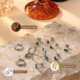 JeweBella 5 Pairs of Earrings 925 Silver for Women 14 Carat Gold-Plated Stud Earrings Silver 925 Hoop Earrings Helix Piercing Ear Gold Hypoallergenic Small Earrings Hanging Earrings Set for Multiple