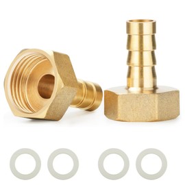 2 Stück 1/2 Zoll Messing Schlauchtülle 10mm Schlauchanschluss Innengewinde Schlauchverbinder für Gartenschlauch, mit 4 Weiße Unterlegscheiben