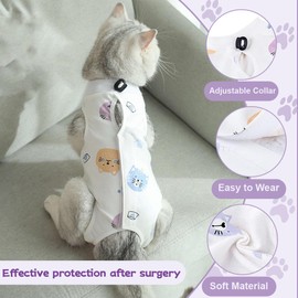 AIYVELU Cat Onesie, Post Surgical Debridement Cat Recovery Suit, Breathable Kitten Onesie, Anti-Licking Protection for Stomach Wounds After Castration Surgery (M, 2-4 kg)