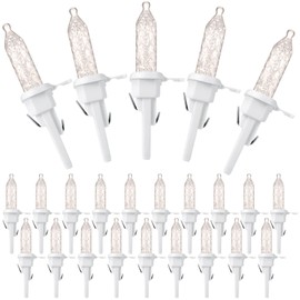 120 Pack Christmas Replacement Mini Bulbs 3 V LED String Lights Outdoor Indoor Wide Angle Bulbs for Christmas Tree Garden Home (White Base with Warm White Bulb)