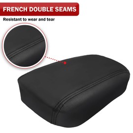KBH Car Center Console Lid Cover Replacement for Ford Fusion 2013-2016, Vinyl Leather Trim, Middle Console Armrest Replace Skin Upholstery, Anti-Scratch, Black (Leather Part Only)