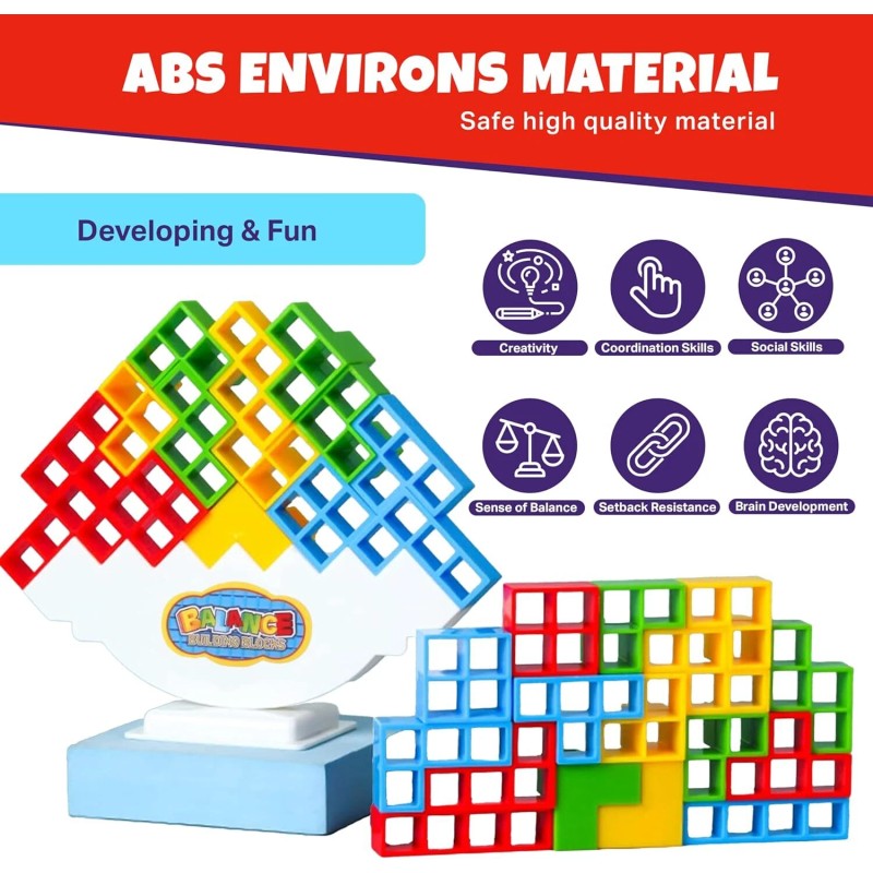 sinomund 48 Board Games Tetra Tower Balance Stacking Toys Building