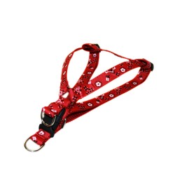 Small Red Bandana Dog Harness: 5/8" Wide, Adjusts 15-21" - Made in USA.
