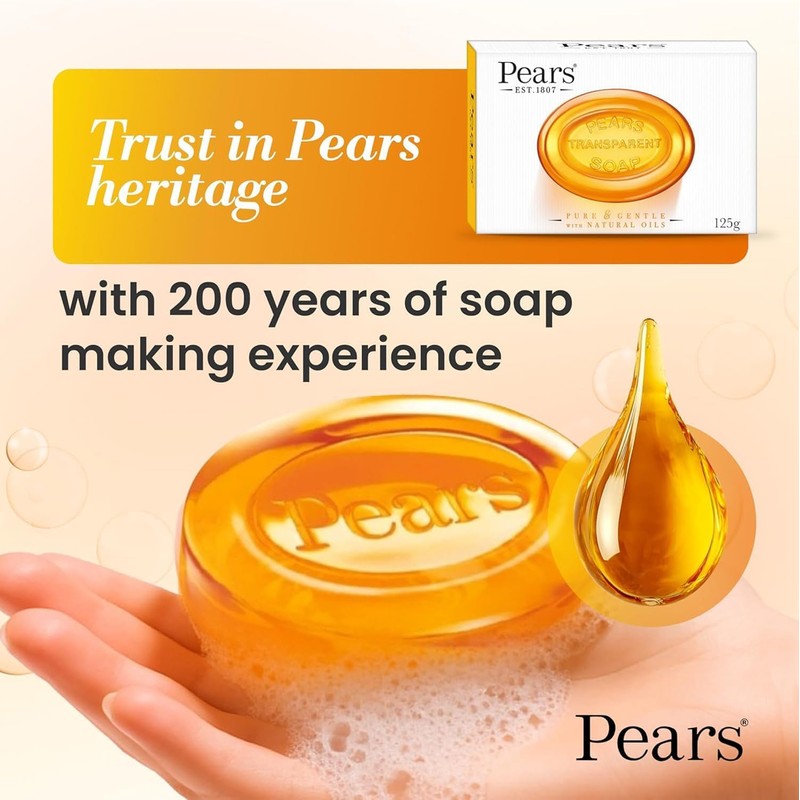 Pears Pure & Gentle Transparent Soap Bar 3 Pack (125g