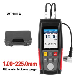 BuyWeek Ultrasonic Thickness Gauge, WT100A Digital Ultrasonic Thickness Gauge Hand Ultrasonic Thickness Gauge Measuring Range 1-225mm